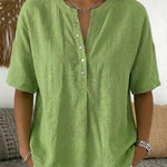 Zeagoo Zeagoo Women's Henley Collar Blouse Short Sleeve Casual Summer Shirt Work Business Casual Peter Pan Collar Top