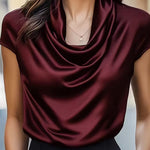 Zeagoo Elegant Casual Cap Sleeve Cowl Neck Blouse for Women Casual Work Office Loose Fit 2026 | Under $40