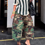 Cargo Style Wide-Leg Cotton Camo Pants