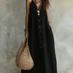Boho Lazy V-neck Sleeveless Maxi Dress