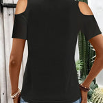 Fashion Cold Shoulder Top With Metal Ring Detail