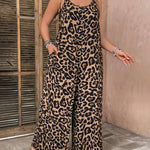 Women's Leopard Print Wide Leg Jumpsuit