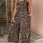 Women's Leopard Print Wide Leg Jumpsuit