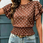 Versatile Polka Dot Ruffled Sleeves Blouse