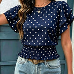 Versatile Polka Dot Ruffled Sleeves Blouse