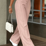 Daily Comfort Tie Front Elastic Waist Wide Leg Pants
