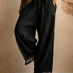 Comfy Loose Tassel Lace Wide-Leg Pants