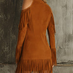 Western Suede Tassel Hem Bodycon Mini Dress
