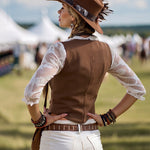 Western Vest-Style Lace Patchwork Sleeve Top