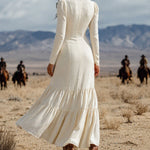 Western Cowgirl Style Ruffled Maxi Dress