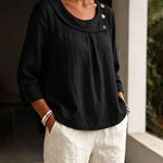 French Style Wide Scoop Neck Casual Blouse