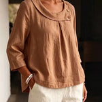 French Style Wide Scoop Neck Casual Blouse