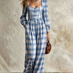 Vintage Plaid Wide Leg Jumpsuit
