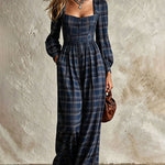 Vintage Plaid Wide Leg Jumpsuit