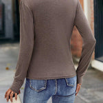 Wrap V-Neck Ruched Long Sleeve Top