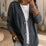 Lightweight Washed Cotton Faux Denim Jacket