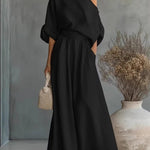Women's One Shoulder Top And Wide Leg Pants Set