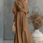 Women's One Shoulder Top And Wide Leg Pants Set