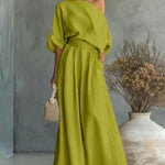 Women's One Shoulder Top And Wide Leg Pants Set