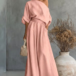 Women's One Shoulder Top And Wide Leg Pants Set