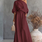 Women's One Shoulder Top And Wide Leg Pants Set