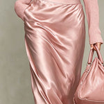High Waist Satin Maxi Skirt with Side Slit