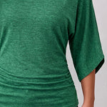 Versatile V-neck Batwing Sleeves Elastic Knit Top