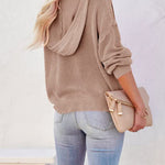 Women's Oversized Sweater V Neck Hooded Pullover Sweater Long Sleeve Knitted Jumper Tops - Zeagoo (Us Only)
