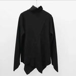 Irregular Brushed Half-high Collar Long-sleeved T-shirt
