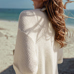 Women's Summer Cardigans 3/4 Sleeve Open Front Cardigan Duster Waffle Knit Kimono Swimsuit Cover Ups - Zeagoo (Us Only)