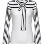 Zeagoo Bow Tie Neck Long Sleeve Shirts Work Tops