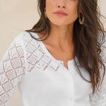 Zeagoo Women's Button Down Crochet Sweater Cardigan