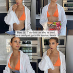 Women's Deep V Neck Shirt Button Front Blouse Bell Long Sleeve Tops - Zeagoo (Us Only)