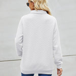 Womens Quilted Sweatshirts Quarter Zip Pullovers Lightweight Long Sleeve Stand Collar Tops with Kangaroo Pocket - Zeagoo (Us Only)