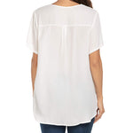 Women's Casual Tunic Summer Short Sleeve Chiffon Top Loose V Neck Dressy Office Work Shirt Blouse - Zeagoo (Us Only)