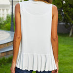 Women's Sleeveless Draped Open Front Cardigan Ruffles Hem Vest - Zeagoo (Us Only)