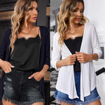 Women's Cropped Cardigan 3/4 Sleeve Sweater Shrugs Tie Front Bolero Jacket 2 Pack S-XXL - Zeagoo (Us Only)