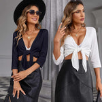 Women's Cropped Cardigan 3/4 Sleeve Sweater Shrugs Tie Front Bolero Jacket 2 Pack S-XXL - Zeagoo (Us Only)