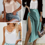 Zeagoo Satin Camisole for Women 2 PCS Lace Tank Top