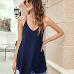 Womens Chiffon Tank Top V Neck Basic Cami Loose Fit Flowy Spaghetti Strap Camisole Casual Sleeveless Tops 2-Pack - Zeagoo (Us Only)
