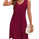 Women Summer Dresses Beach Floral Sleeveless Tshirt Sundress Pockets Casual Loose Flowy Tank Dress - Zeagoo (Us Only)