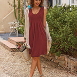 Women Summer Dresses Beach Floral Sleeveless Tshirt Sundress Pockets Casual Loose Flowy Tank Dress - Zeagoo (Us Only)