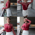 Zeagoo Bow Tie Neck Long Sleeve Shirts Work Tops