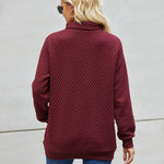 Womens Quilted Sweatshirts Quarter Zip Pullovers Lightweight Long Sleeve Stand Collar Tops with Kangaroo Pocket - Zeagoo (Us Only)