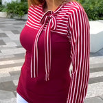 Zeagoo Bow Tie Neck Long Sleeve Shirts Work Tops