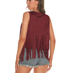 Women's Tassel Sleeveless Vest 70s Outfits for Women Hippie Clothes Fringe Jacket Cardigan S-XXL - Zeagoo (Us Only)