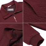 Womens Quilted Sweatshirts Quarter Zip Pullovers Lightweight Long Sleeve Stand Collar Tops with Kangaroo Pocket - Zeagoo (Us Only)