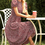 Zeagoo Women's Boho Floral Print Vintage Maxi Dress