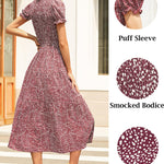 Zeagoo Women's Boho Floral Print Vintage Maxi Dress