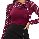 Zeagoo Bow Tie Neck Long Sleeve Shirts Work Tops